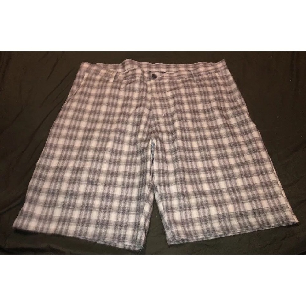 Burnside White Gray Plaid Polyester‎ Mens Size 38 Shorts Golf